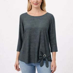 Chico’s Easywear Top Size 2 (12) Gray Textured Fabric